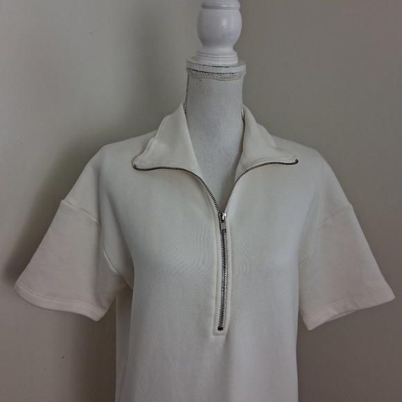 Reformation Hampton Sweat Dress Cotton With Fleece Lining In Cream Size Medium - Picture 4 of 10